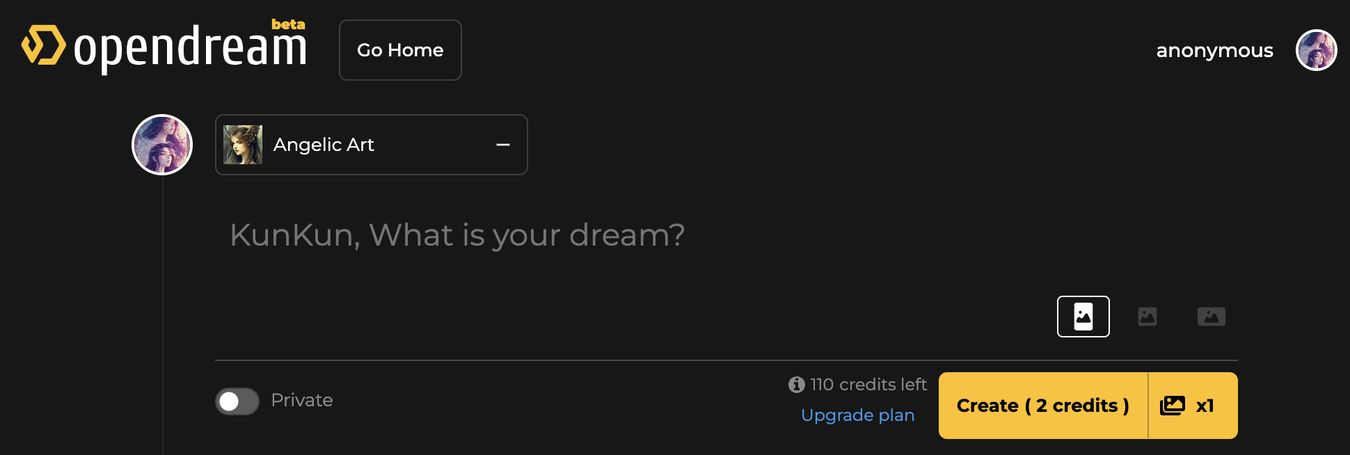 Enter the subject in the prompt box.